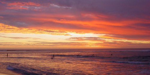 Sunset on Etang-Salé beach in La Réunion