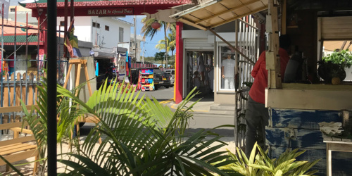 Cabane du Pecheur facing the entrance of Grand Baie's Bazaar