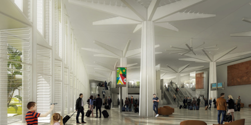 Hall de l'aéroport Roland Garros en 2022