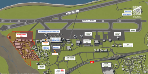 Plan de l'aéroport Roland Garros à La Réunion